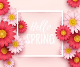 Spring frame with color flower vector 02