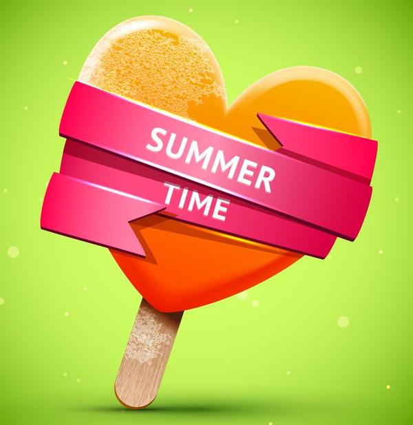 Summer bright orange ice cream vector