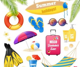 Summer holiday travel elements vectors set 01
