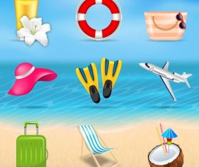 Summer holiday travel elements vectors set 02