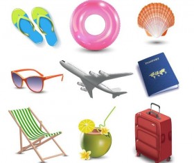 Summer holiday travel elements vectors set 03