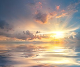 Sunrise over the sea Beautiful scenery Stock Photo 02
