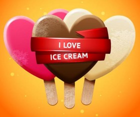 Sweet ice cream and red ribbon vector