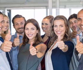 Thumbs up the team Stock Photo