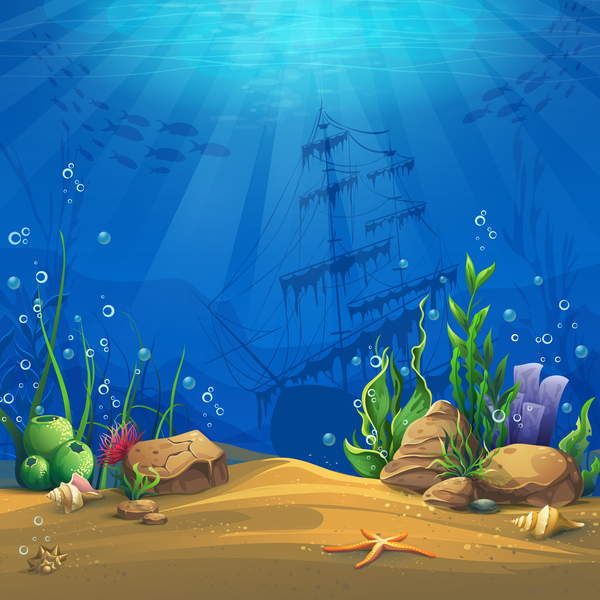 Underwater world game background vector 01