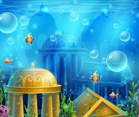 Underwater world game background vector 02