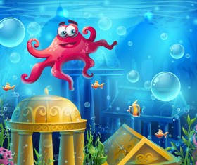 Underwater world game background vector 03