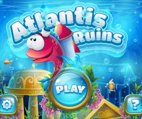 Underwater world game interface design vector 01