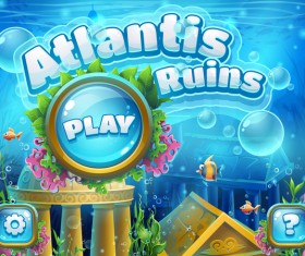 Underwater world game interface design vector 02
