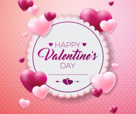 Valentine card template pink vector