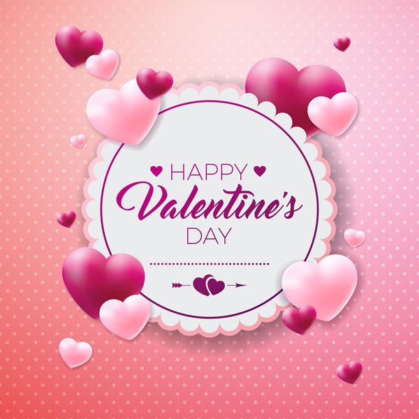 Valentine card template pink vector