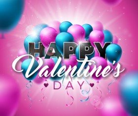 Valentine card with colored balloons vector