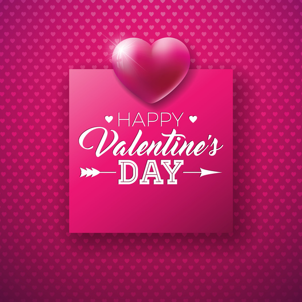 Valentine card with heart seamless pattern vector
