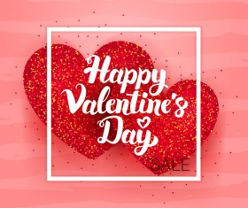 Valentine day card with red heart vector