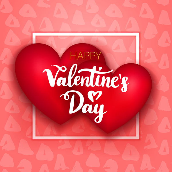 Valentine day card with seamless pattern vector