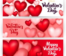 Valentine day sale banner with heart shapes vector