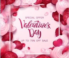 Valentine day special offer with flower frame vector