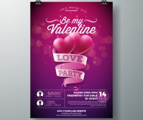Valentine flyer and brochure cover template vectors set 01