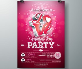 Valentine flyer and brochure cover template vectors set 02