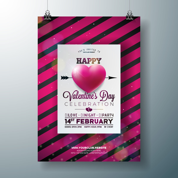 Valentine flyer and brochure cover template vectors set 03