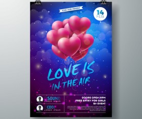 Valentine flyer and brochure cover template vectors set 04