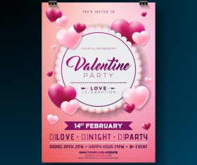 Valentine flyer and brochure cover template vectors set 06
