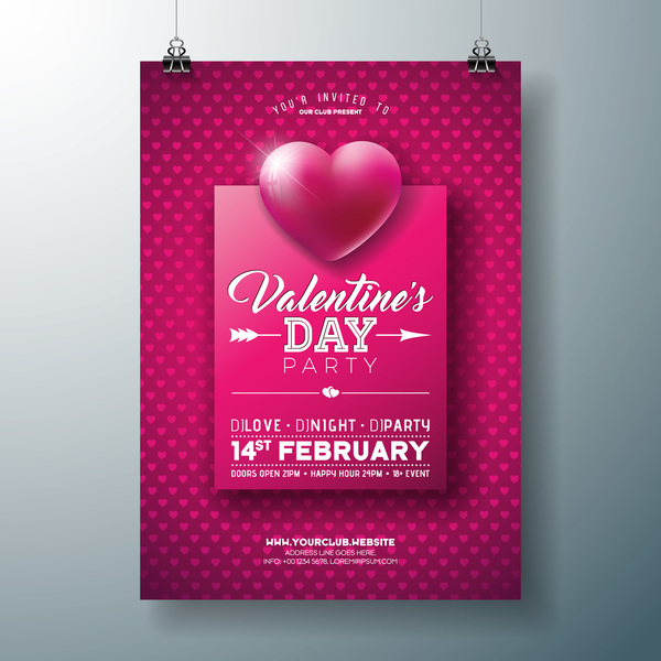 Valentine flyer and brochure cover template vectors set 08