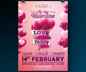 Valentine flyer and brochure cover template vectors set 09