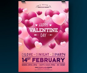 Valentine flyer and brochure cover template vectors set 10
