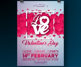 Valentine flyer and brochure cover template vectors set 11