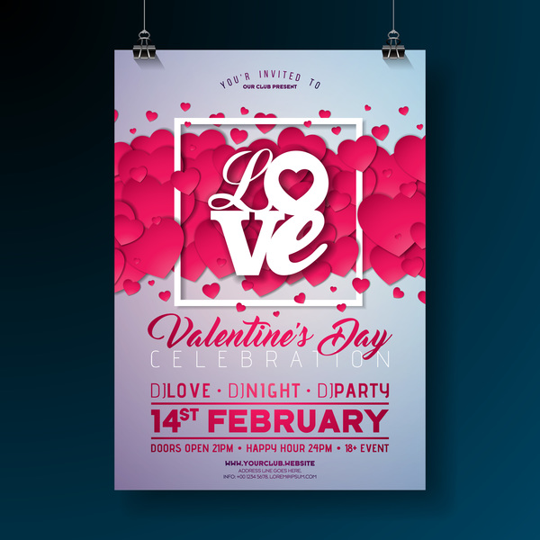 Valentine flyer and brochure cover template vectors set 11