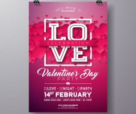 Valentine flyer and brochure cover template vectors set 12