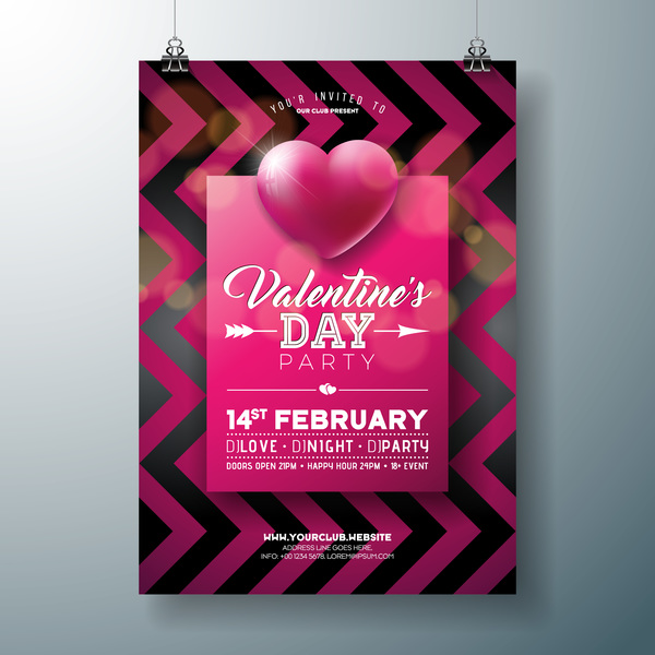 Valentine flyer and brochure cover template vectors set 13