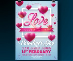 Valentine flyer and brochure cover template vectors set 14
