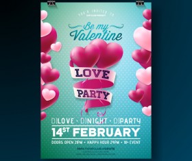 Valentine flyer and brochure cover template vectors set 16