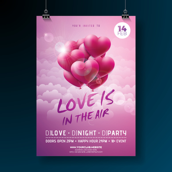 Valentine flyer and brochure cover template vectors set 17