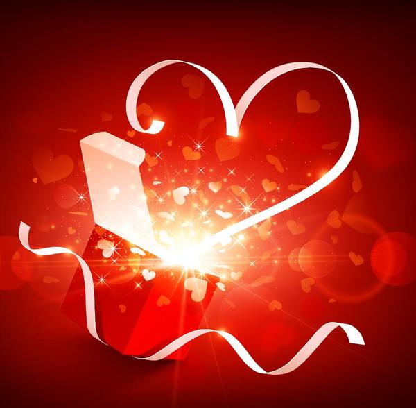 Valentine gift boxs with red background vector 07