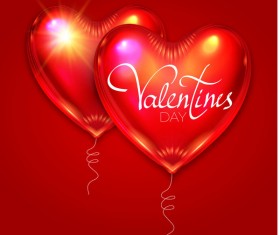 Valentine heart shape balloon with red background vector