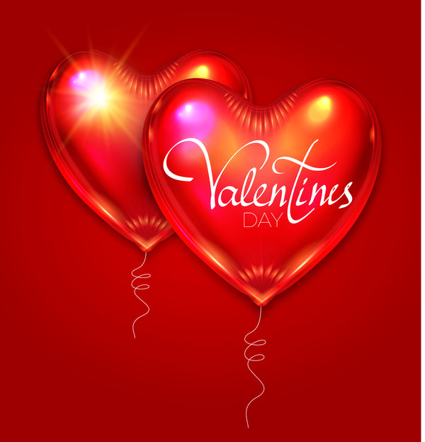 Valentine heart shape balloon with red background vector