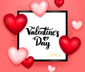 Valentine sale background with black frame vector
