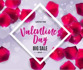 Valentine sale with petal background vector