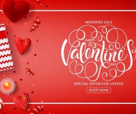 Valentine special offer red poster template vector
