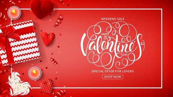 Valentine special offer red poster template vector