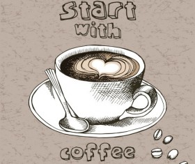 Vintage coffee with start vector