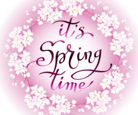 White flower frame with spring background vectors