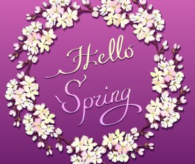 White flower spring frame vector 01