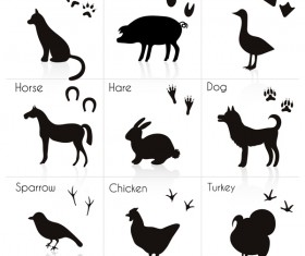 Wild animal with animals footprint vectors 01