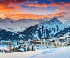 Winter beautiful ski resort Stock Photo