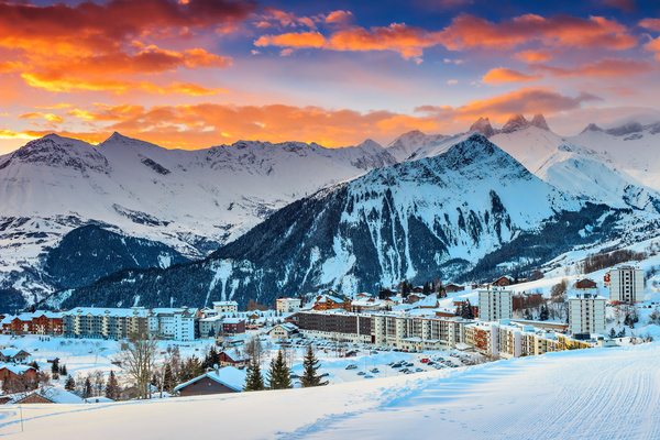 Winter beautiful ski resort Stock Photo