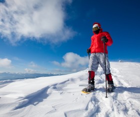 Winter mountaineering man Stock Photo 02